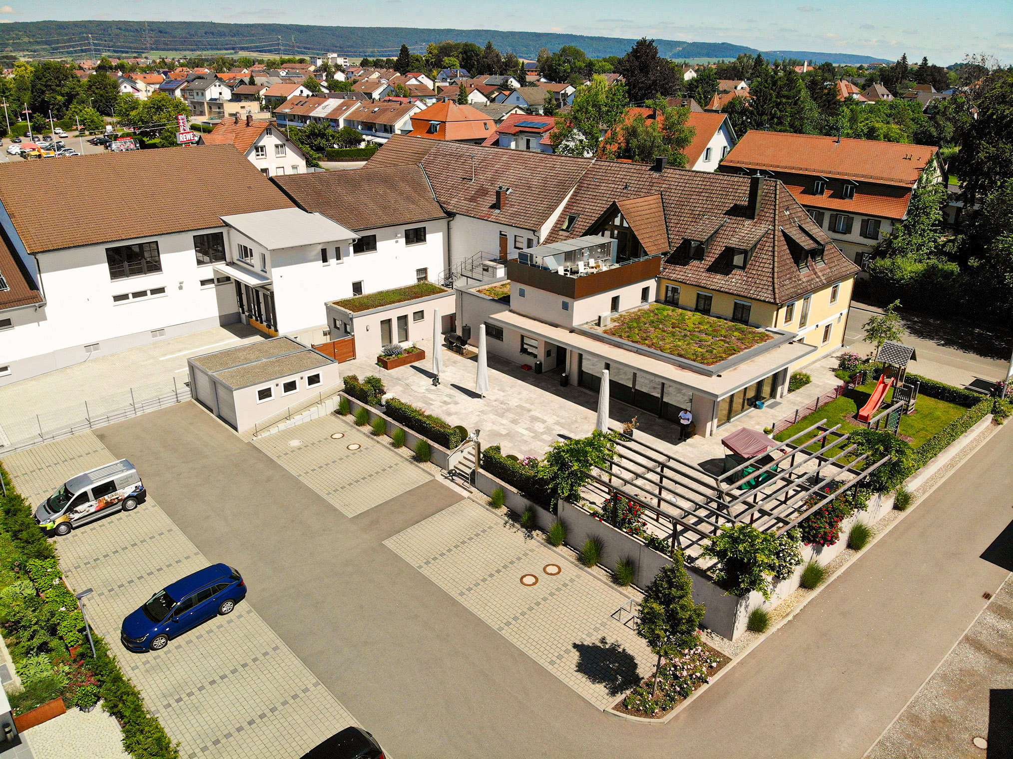 Gastronomie Immobilien: Luftaufnahme - Restaurant Rosengarten Riedlingen/Donau